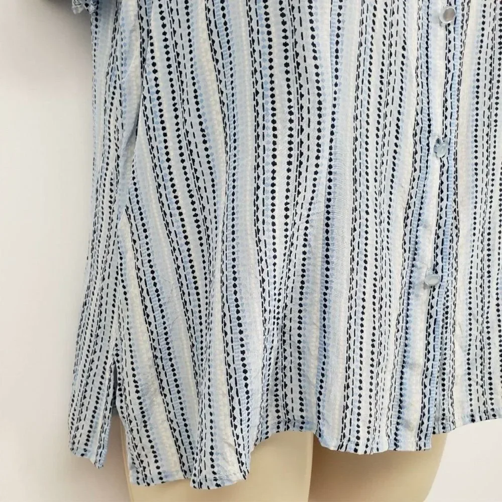 Blouses Size Lg Button Front Short Sleeves Stripes